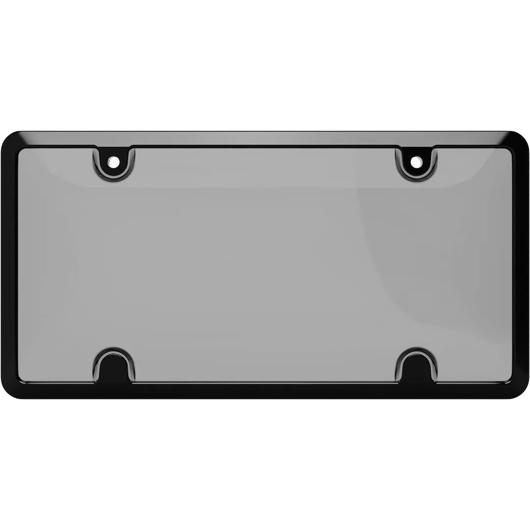 64052 – CRUISER License Plate Frame, Without Design Powder Coated Black Die Cast Metal With Smoke Polycarbonate Tuf S...